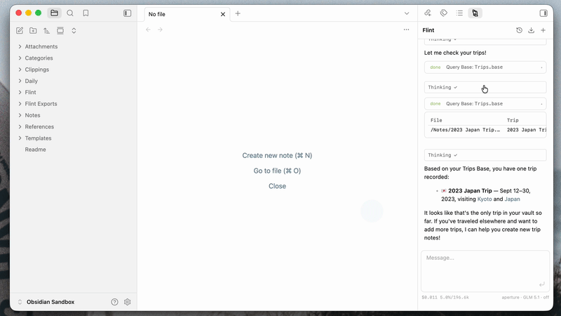 Conversation exported as Markdown with callouts